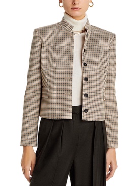 riding womens houndstooth work wear collarless blazer