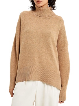 womens ribbed trim knit turtleneck sweater