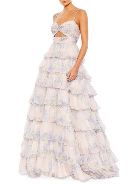 womens chiffon floral evening dress