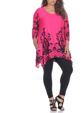 plus womens sharkbite hem floral tunic top