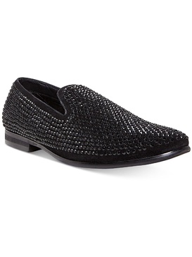 caviarr mens suede rhinestone smoking loafers