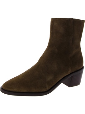 womens suede block heel booties