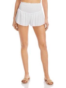 womens smocked shorts cover-up