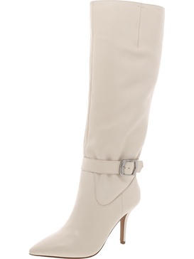 tuchena womens leather pointed toe knee-high boots