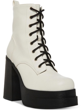 drivenn womens faux leather platform combat & lace-up boots