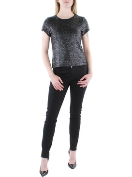 womens sequined short sleeve blouse