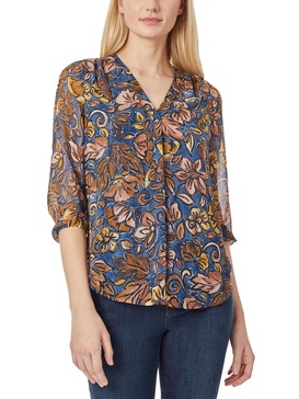 womens pleat-front printed tunic top