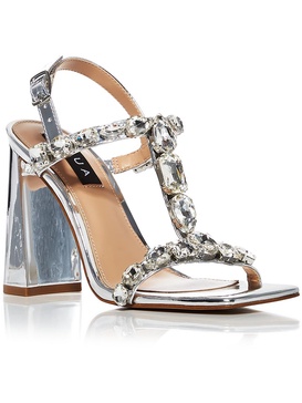 tina womens glass t-strap sandals