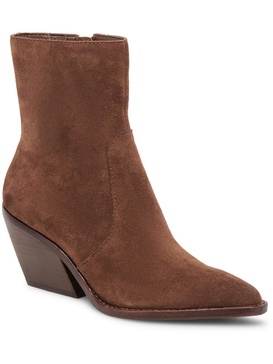 vikram womens suede block heel booties