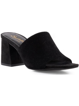 optimum womens suede peep-toe mules