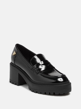 lifts block heel penny loafers