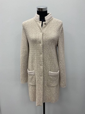 lurex tweed wool sweater coat in beige