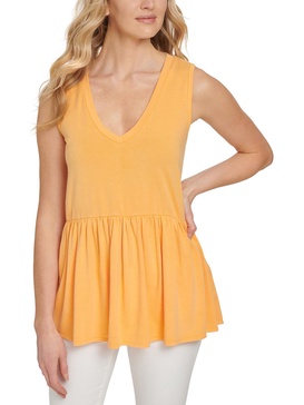 womens v-neck sleeveless peplum top