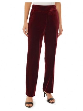 womens velour pull on straight leg pants