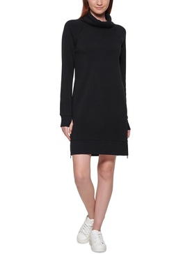 womens knit funnel neck sweatshirt dress