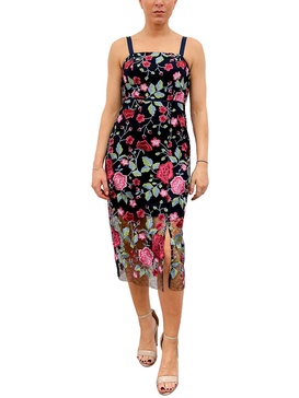 womens embroidered mid-calf midi dress