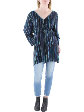 womens abstract stripe v-neck pullover top