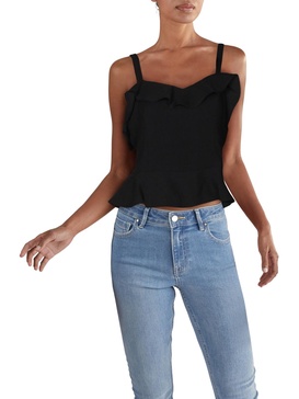 ava womens ruffled ribbed crop top