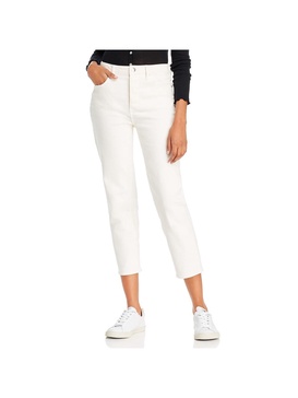 womens denim button fly cropped jeans