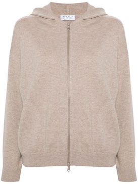 zip-up hooded cardigan