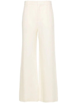 CHLOÉ Milk White Linen Flared Trousers - Women's Fashion SS24