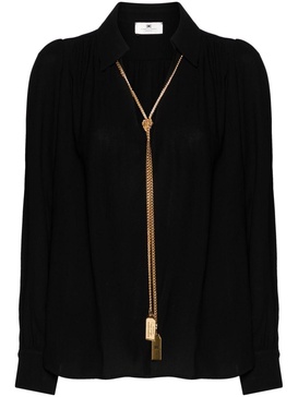 necklace-appliqué georgette blouse