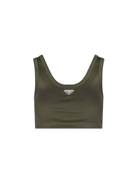 logo-plaque cotton tank top