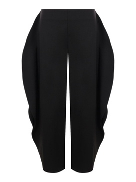 Virgin Wool Side-Slit Round-Leg Trousers