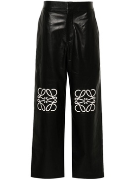 Anagram-motif leather palazzo pants