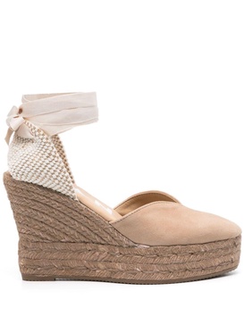 Manebi Hamptons Suede Heart Shaped Wedge Espadrilles