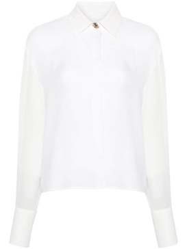 straight-collar silk shirt