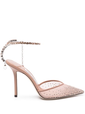 Saeda 100mm crystal-embellished pumps