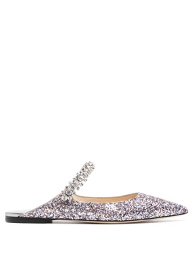 'bling Flat' Multicolor Mules With Crystal Strap In Glitter Fabric Woman