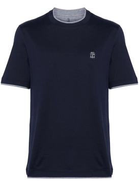 logo-embroidered layered T-shirt