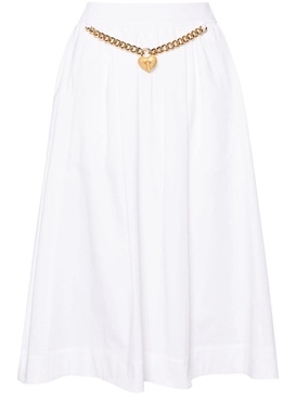 heart-charm ruched midi skirt