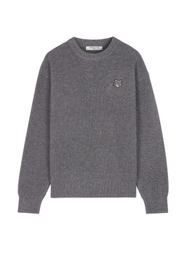 Maison Kitsune` Fox Patch Ribbed Knit Jumper