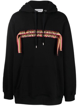 Black Logo Appliqué Cotton Hoodie