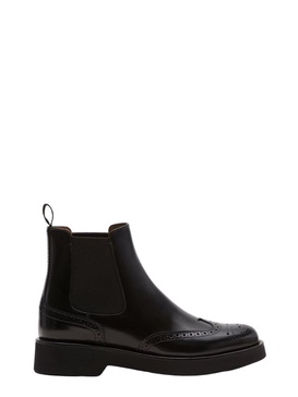 Church Chelsea Brogue Boot In Shiny Fumé Leather