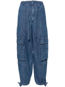 Blue Denim Trousers with Drawstring Waistband