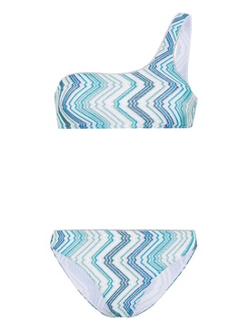 One-shoulder bikini with zigzag pattern