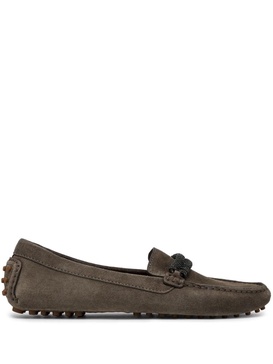 BRUNELLO CUCINELLI Suede Loafers with Monili Chain Detail