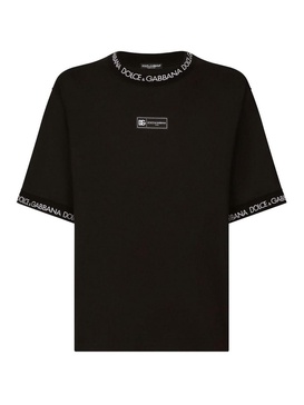 Black logo-patch cotton T-shirt