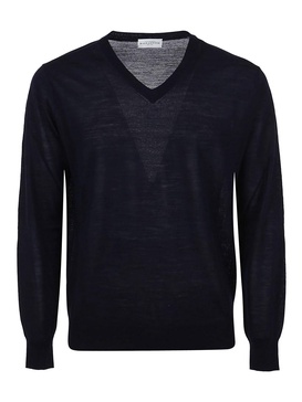 Cotton V neck knitted pullover