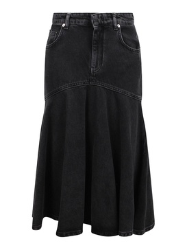 Denim skirt with flounce