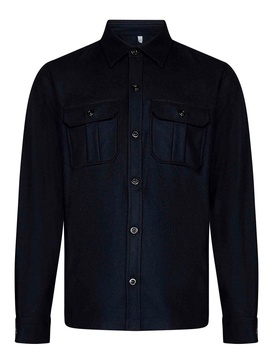 Midnight Blue Wool Blend Overshirt