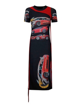 Adsb X Ottolinger Car Printed Slit Maxi Dress