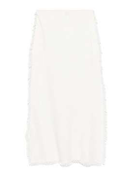 Wool Blend Grace Long Skirt With Fringes