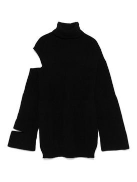 Ribbed Wool Cut-Out Sweater