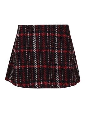 Checked wool blend mini skirt