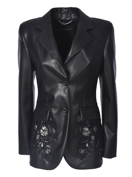 Synthetic leather jacket with embroidery in b